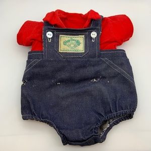Vintage 1983 Cabbage Patch Kids Retro Denim Overalls with Red Shirt Outfit